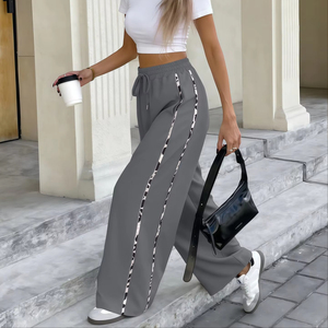 กางเกงขายาวทรงตรงเอวสูงผูกเชือก รุ่นใหม่ปี 2026 สำหรับผู้หญิงสไตล์ยุโรปอเมริกัน ผลิตจากโพลีเอสเตอร์ ระบายอากาศได้ดี เป็นมิตรต่อสิ่งแวดล้อม ทรงหลวมใส่สบาย เหมาะสำหรับฤดูใบไม้ร่วง - Product Image 1