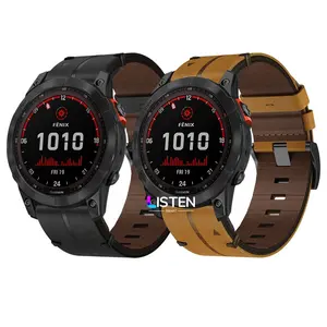 Listensmart 럭셔리 정품 스마트 손목 스트랩 26mm 빠른 맞춤 Garmin Fenix 7X 가죽 시계 밴드