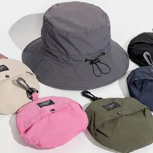 Topi saku lipat portabel uniseks, topi ember nelayan memancing perlindungan matahari UV mendaki gunung cepat kering tahan air