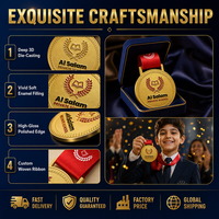 Médaille personnalisée par le fabricant, logo personnalisé, médaille de récompense en métal 2D 3D, médaille scolaire, médaille sportive pour étudiants avec ruban