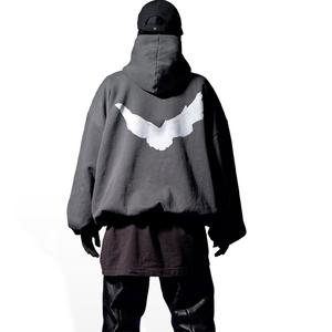 Sweat-shirt vintage en molleton français pour homme avec logo personnalisé, coupe courte, épaules tombantes, coton lourd 460 g/m², sans cordon, à capuche, pour l'hiver - Product Image 3