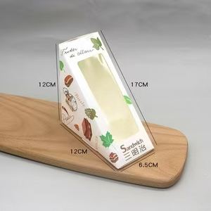 Commercio all'ingrosso Custom Food Grade Sandwich scatola di imballaggio da asporto triangolo scatole di carta con finestra per panetteria <span class=keywords><strong>panini</strong></span> produrre - Product Image 4