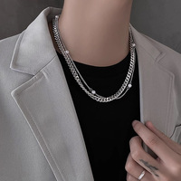 Collier chaîne pour homme en acier inoxydable avec perles de bambou – Tendance, haut de gamme, audacieux, inspiré des designers – Indispensable et polyvalent