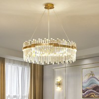 Lustre rectangulaire moderne en cristal doré K9 à LED, luminaire linéaire de luxe en cristal ovale pour salon, chambre à coucher, entrée