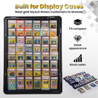 Vitrine élégante noire en acrylique à grille avec plusieurs emplacements, présentoir surélevé pour cartes TCG, Toploader et Slabs Gradés