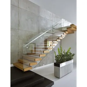 Iç merdiven çelik merdiven dekoratif tasarım Modern kapalı merdiven Led ahşap sırt ile
