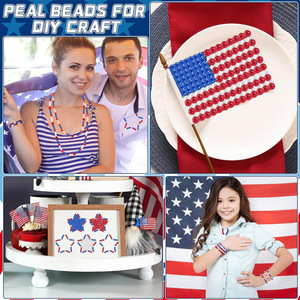 Diy Independence Day Necklace And <b>Bracelet</b> Set 1200 6mm <b>Red</b> White Blue Pearls For <b>Bracelet</b> Making Plastic Resin Round Shape - Product Image 3