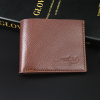 Dompet kulit PU pria, dompet pendek ramping kulit PU untuk pria dengan saku koin hadiah untuk pria