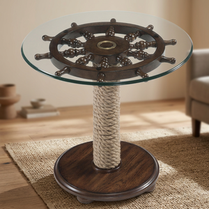 Modèle de roue de bateau en bois décorative à thème nautique, poli, sûr, pour la maison, artisanat, boîte cadeau, Chaman India - Product Image 2