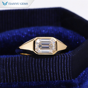 Alliance pour <span class=keywords><strong>homme</strong></span> Tianyu sertie de moissanite taille émeraude 5x7mm 1CTW D VVS, or massif 10K 14K 18K - Product Image 4