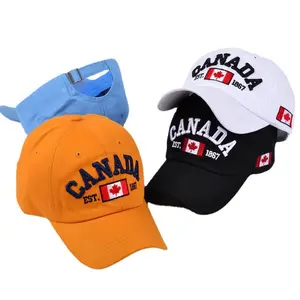 枫叶加拿大国旗棒球帽刺绣女男6面板运动帽套装棒球帽