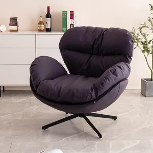 Cadeiras de acento de design nórdico Cadeira de luxo em ferro e couro para móveis domésticos Cadeira giratória para sala de estar