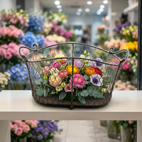 Panier de rangement vintage en métal rustique avec revêtement poudré, support pour plantes de jardin, porte-pot, organisateur de fruits pour cuisine et salle de bain