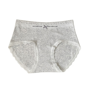 Culotte taille moyenne respirante confortable pour femme couleur unie sous-vêtement quotidien dentelle fine coton antibactérien taille serrée Bikini - Product Image 5