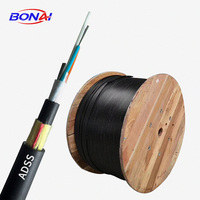 Câble à fibre optique ADSS à prix d'usine avec fil d'aramide pour réseau électrique haute tension, longue portée, 12, 24, 48, 72, 144 fibres G.652D