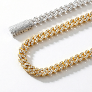 สร้อยคอแบบ Cuban Link ชุบทอง 18K ประดับเพชรโมอิสซาไนต์ เงินแท้ เครื่องประดับฮิปฮอป รับรองโดย GRA เหมาะสำหรับทั้งชายและหญิง ใส่ไปงานปาร์ตี้หรืองานแต่งงาน - Product Image 1
