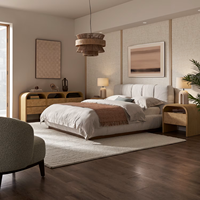 Lit de chambre confortable en bois massif de haute qualité, fait main et personnalisé, avec rangement intégré, pour appartement de luxe