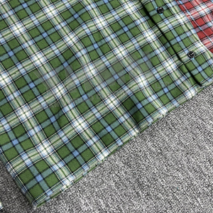 T-shirt unisexe à coupe ample personnalisée, style streetwear, imprimé à carreaux en flanelle, col boutonné, <span class=keywords><strong>vintage</strong></span>, manches longues, robe pour <span class=keywords><strong>homme</strong></span> - Product Image 4