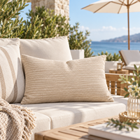 Coussin d'extérieur lombaire taupe, rectangulaire, pour terrasse de maison de plage, vue sur la mer, hydrofuge, doux, soutien confortable, garnissage moelleux