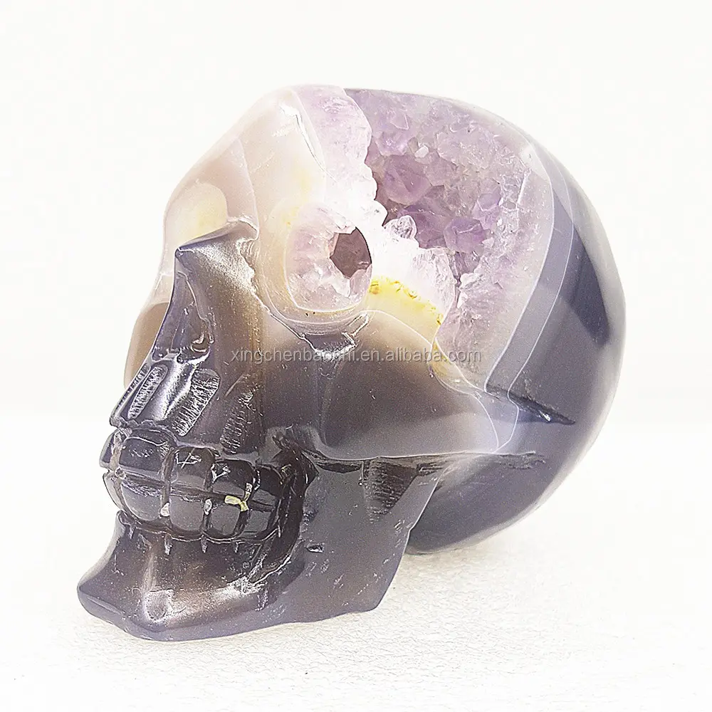 Offre Spéciale Haute Qualité Cristal Naturel Sculpté Crânes Art Sculpture Crânes D'agate Pour L'artisanat