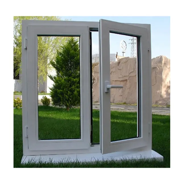 Antique Style White Color Vinyl Casement Window PVC Casement Window High Quality Window Frame Casement