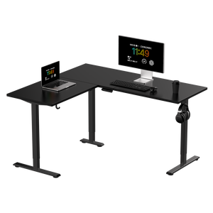 傷に強い木製モジュール式スタンドアップメタルL字型スタンディングデスク人間工学に基づいた高さ調節可能な電動昇降テーブル - Product Image 4