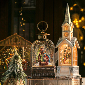 Dropshipping Shopify Christmas <b>Book</b> Church Snowfall Music <b>Box</b> Snow Globe Angel House Wholesale Gift Decor - Product Image 3