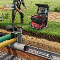 Cámara de Inspección de Tuberías 1080P con Visión de 360° °   Cabezal giratorio, monitor IPS de 13 pulgadas y cable de fibra de vidrio de 50 m