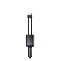 Émetteur FM BT5.3 Mains Libres Radio de Voiture Modulateur Lecteur MP3 Chargeur Rapide USB Type C avec Câble Rétractable pour Voiture