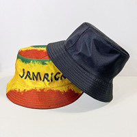 Chapeau Bob Panama Pare-Soleil d'Extérieur, Chapeau de Pêcheur à Motif Lettres Rouge Jaune Vert, Imprimé Rasta Jamaïque