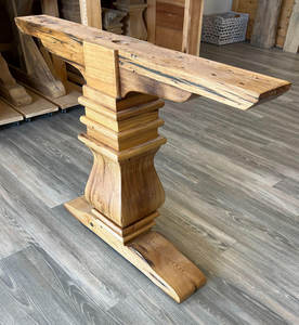 Mesa de comedor de madera maciza de fresno con base de caballete de Fresno Mesa rústica de granja Pedestal Pata de mesa de comedor de madera de fresno - Product Image 4