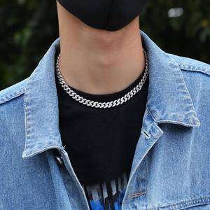 Cadena de Eslabones Cubanos de 9mm con Circón Rosa y Azul, Pulsera y Collar Chapado en Oro de 18k, Gargantilla Iced Out con Diamantes para Mujer y Hombre, Regalos - Product Image 2