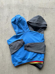 Felpa con Cappuccio Y2k Personalizzata da Uomo, Stile Streetwear, Colorblock, Pesante, Taglio Corto, Triplo Strato, Pullover con Cappuccio in Un Pezzo - Product Image 2