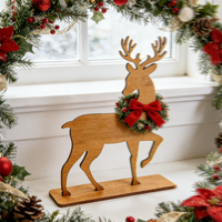 Décoration de table écologique en bois naturel lavable en forme de renne avec technique de découpe pour l'accentuation décorative de Noël à la maison