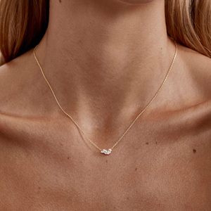 Collier Ailes en Or 14 carats Pavé de Zircon Cubique, Argent Sterling 925, Bijou Tendance <span class=keywords><strong>Personnalisé</strong></span> pour Femme - Product Image 2