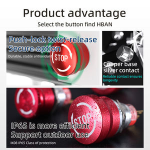 Su geçirmez E dur güvenli basmalı düğme başlangıç Metal acil Stop düğmesi anahtarı acil Stop anahtarı 16mm 19mm 22mm için kamyon - Product Image 3