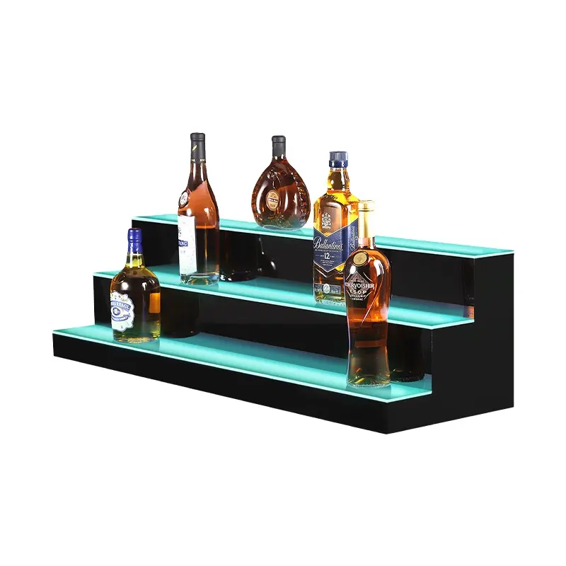 Présentoir de bouteilles d'alcool éclairé par LED personnalisé, étagère de bouteilles de Bar éclairée en 2 étapes, support de Bar éclairé en acrylique