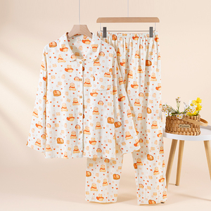 Conjunto <span class=keywords><strong>de</strong></span> <span class=keywords><strong>Pijama</strong></span> <span class=keywords><strong>de</strong></span> Dos Piezas <span class=keywords><strong>de</strong></span> Algodón con Estampado <span class=keywords><strong>de</strong></span> Dibujos Animados, Estilo Casual para <span class=keywords><strong>Mujer</strong></span>, Cuello en V, Ajuste Holgado, Suave, Ropa <span class=keywords><strong>de</strong></span> Dormir para Chicas - Product Image 4