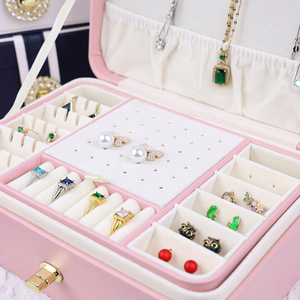 Elegant Rectangle Jewelry Box With Buckle Closure Multi Layer <b>Storage</b> For Earrings <b>Rings</b> Necklaces Jewelry Organization - Product Image 4