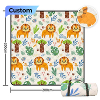 Manta de Bebé de Doble Capa con Estampado de León, de Felpa Suave, para Cuna, Cochecito, Picnic, Resistente al Agua, Gruesa