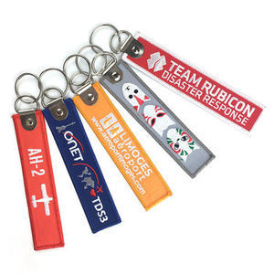 Customize <b>Personal</b> Logo Woven Embroidered Key Chain Fabric Key Tag Design Woven Embroidery <b>Keychains</b> - Product Image 6