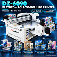 Printer UV Flatbed Model Baru 2026 DZ-6090 A1 dengan Print Head XP600 Semi-Otomatis 1200x1200dpi, Pernis Putih untuk Label Botol Olahraga