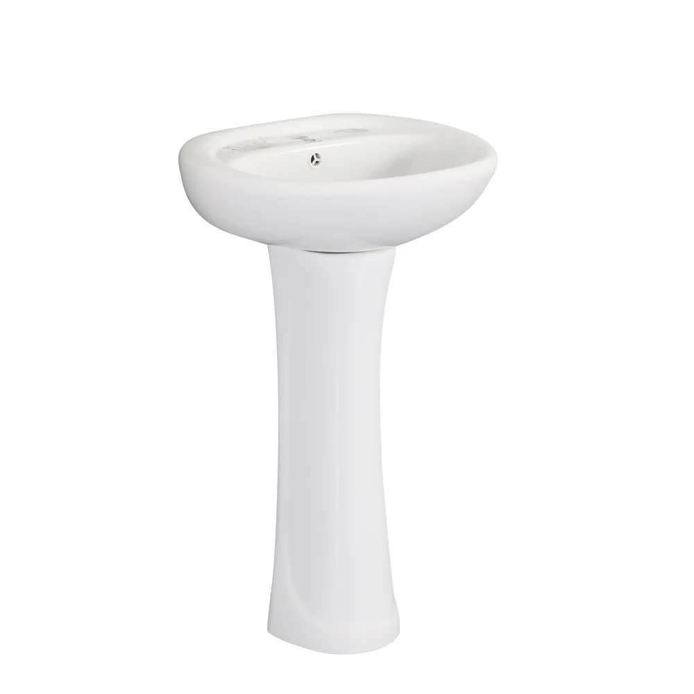 Big Fortune Oem Slim Ceramic Hand Wash Basin Sanitary Wares Floor Mounted Pedestal Basin For Bathroom