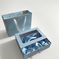 Boîte cadeau personnalisée avec tiroir coulissant pour extensions de cheveux, perruques, avec insert en satin et fenêtre en PVC