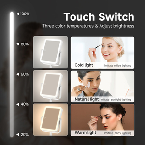 <span class=keywords><strong>Miroir</strong></span> de maquillage LED grossissant 5X, 3 modes <span class=keywords><strong>d</strong></span>'éclairage, <span class=keywords><strong>miroir</strong></span> à ventouse carré, capteur tactile, rechargeable par USB, <span class=keywords><strong>miroir</strong></span> de salle de bain avec crochet - Product Image 5