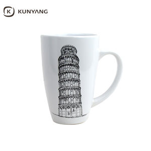 Tazas de Cerámica Personalizadas de Fábrica al por Mayor, Tazas Minimalistas de 17 oz, <span class=keywords><strong>Taza</strong></span> Simple <span class=keywords><strong>Blanca</strong></span> Brillante, Tazas de Café de Cerámica de Recuerdo de la Ciudad - Product Image 4