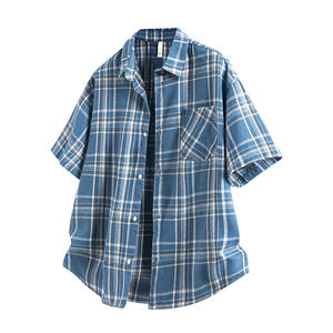 Chemise-veste ample vintage à carreaux, brodée, style crop top, décontractée, respirante, simple, grande taille, pour l'automne, mode - Product Image 3