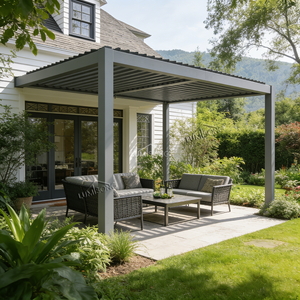 Pérgola de Aluminio con Recubrimiento en Polvo, Motorizada e Inteligente, de <span class=keywords><strong>3x3</strong></span> y 3x4 m, con Control Remoto, Tiras LED, <span class=keywords><strong>Cortinas</strong></span> de Privacidad e Impermeables - Product Image 2