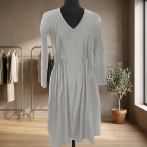Robe unie à col en V longueur au genou manches courtes Style décontracté robe de plage pour maternité femmes photoshoot - Product Image 3