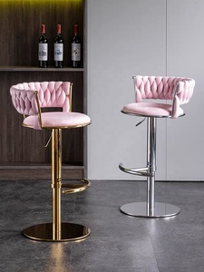 Tabouret de bar pivotant en velours vert de luxe moderne, réglable en hauteur, avec pieds dorés, idéal pour la cuisine - Vente chaude directe usine - Product Image 5